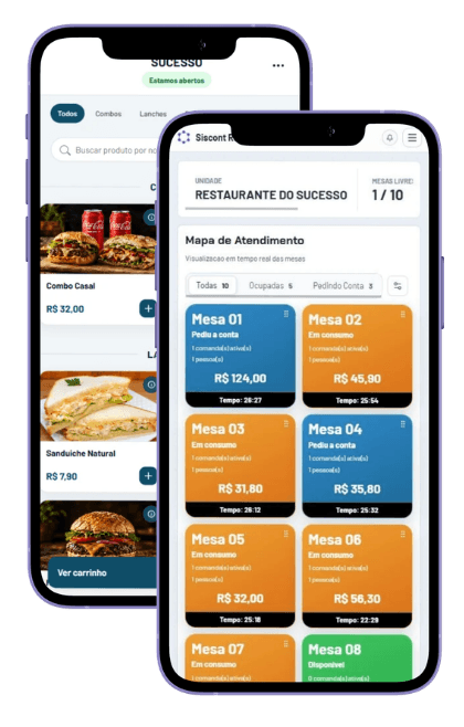 Celulares com fluxo mobile do Siscont Bares e Restaurantes